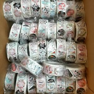 500ct ROLL, THANK YOU STICKERS    8 DESIGN each roll,  QUARTER SIZE